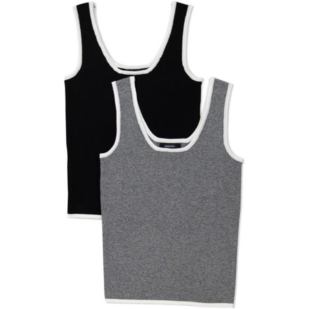 2 Pack Tank Top for Women Summer Sleeveless Scoop Neck Ribbed Knit Color Block
